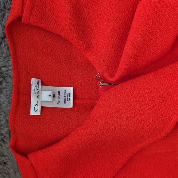 Stunning Oscar de la Renta Red Long-Sleeve Jacket  two-way zip front Blazer SZ 4 - Picture 2 of 13